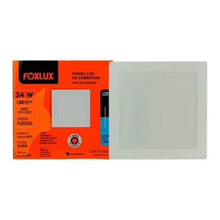 Plafon Painel LED Foxlux Plástico Quadrado Sobrepor - 24W 29cm 6,5K em Oferta na Shopee