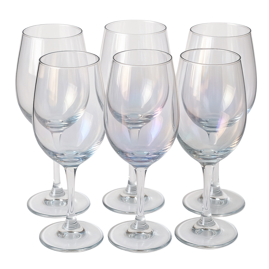 Kit 6un Taças Vinho Água Colorida Furta-cor - 330ml - Vidro