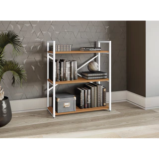 Estante Estilo Industrial Kappesberg LI007 c/ 3 Prateleiras Cor Canela/branco