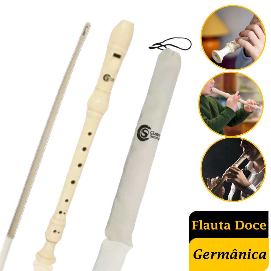 Flauta Doce Germanica Soprano C/ Capa e Vareta Em Dó (c)