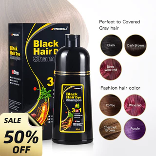 MEIDU Shampoo Tintura de Cabelo Capa Tintura de Cabelo Branco Preto 500ml