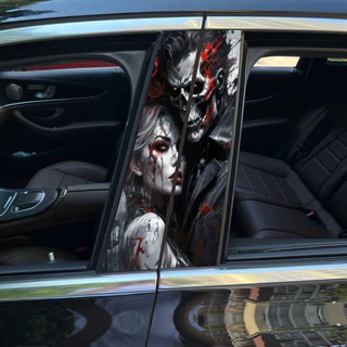 1 Conjunto De Adesivos De Pilar Central De Carro Com Caveira De Halloween , B , Decoração De Película Protetora