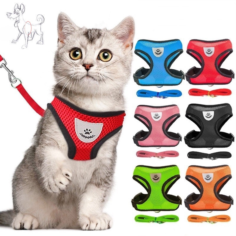 Coleira Peitoral Com Guia para Cães E Gatos Colete Respirável Regulável Super Confortável  bosco