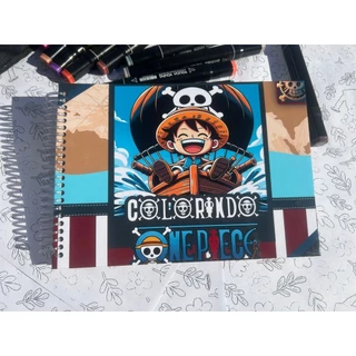 Caderno de Pintura One Piece A5 Infantil Capa Dura Espiral Criativo Educativo para Colorir em Oferta na Shopee