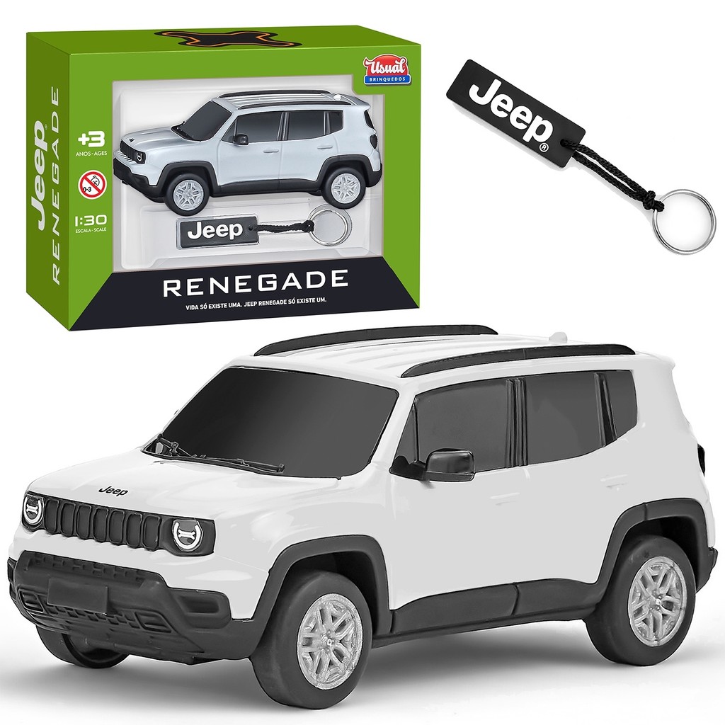 Carrinho Jeep Renegade Miniatura Escala 1:30 Com Chaveiro
