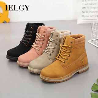IELGY 2024 Novas Botas Martin Femininas Planas Plus Size Europeias E Americanas Antiderrapantes Couro PU