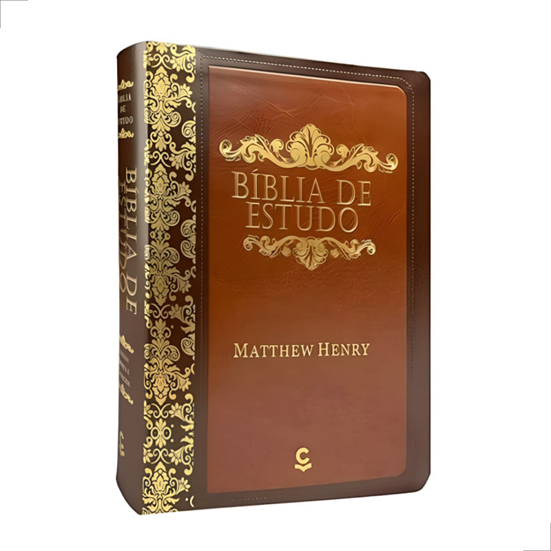 Bíblia De Estudo Matthew Henry Capa Luxo Marrom | Shopee Brasil