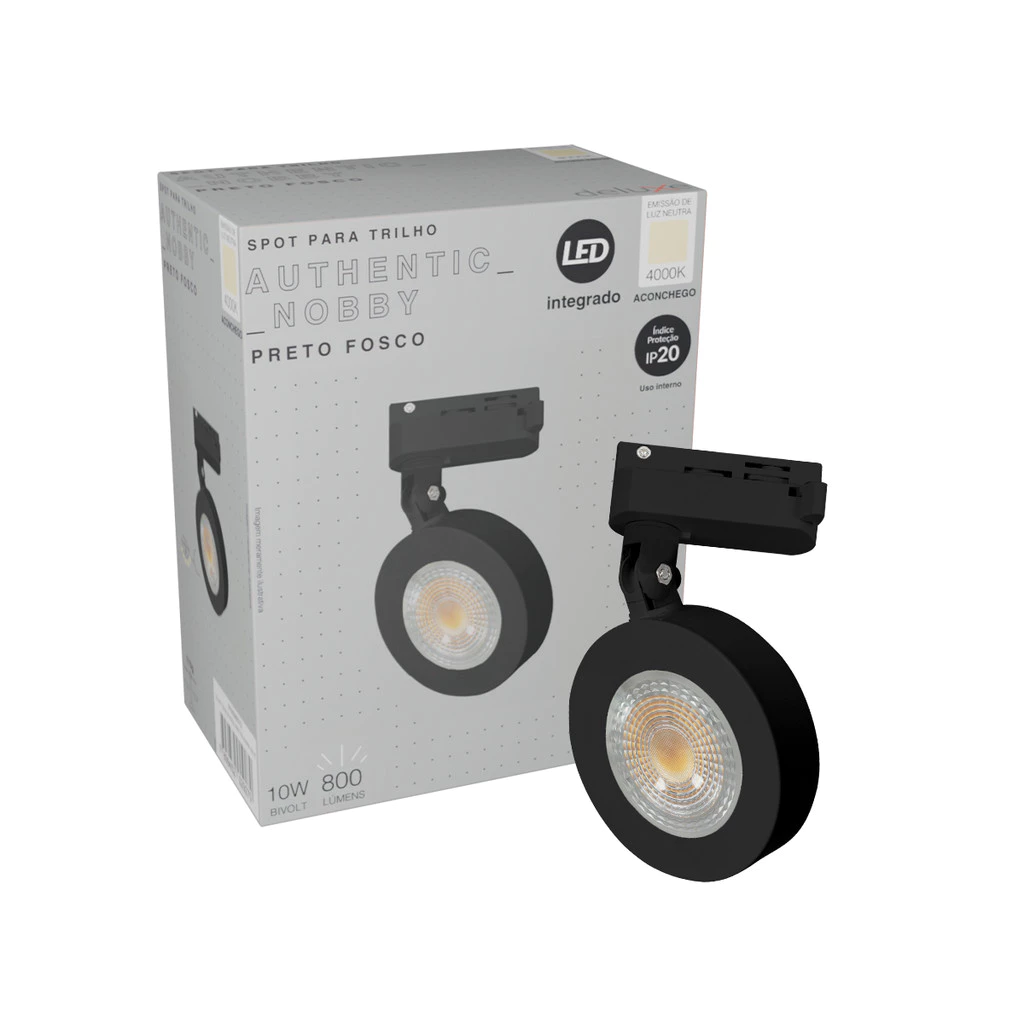 Spot Led Trilho Authentic Nobby 10w 4000k Redondo Pf Deluxe