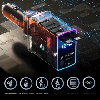 Carregador de carro retrátil carregador rápido de para carro 4 em 1 para iPhone/Android com luz LED Marisa em Oferta na Shopee