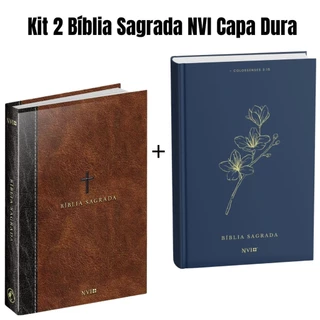 Kit 2 Bíblia Sagrada | NVI | Capa Dura | Cruz Marrom + Capa Luxo Azul Paz de Cristo em Oferta na Shopee