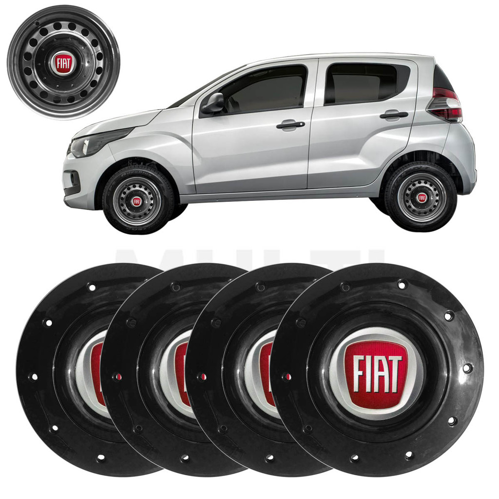 Kit 4x Calota Centro Roda Aro 14 Fiat Mobi 2017 a 2022 Preto | Shopee ...