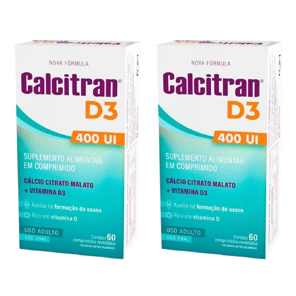 Kit Calcitran D3 400UI Com 2 Caixas De 60 Comprimidos Cada | Shopee Brasil