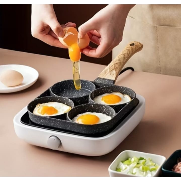 Frigideira Antiaderente 4 Furos Divisórias Fritar Ovo Lanche Hambúrguer ...