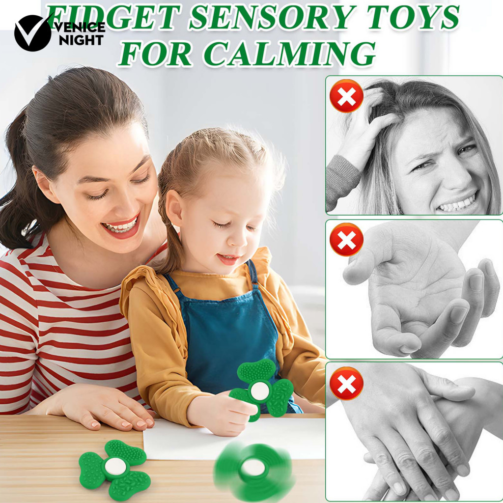 Shamrock Spinner Stone Toy Textured Sensory Portable Fidget for Stress ...