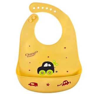 Babador Infantil Carrinho Impermeável C/ Bolso pega Migalhas Amarelo - Castela