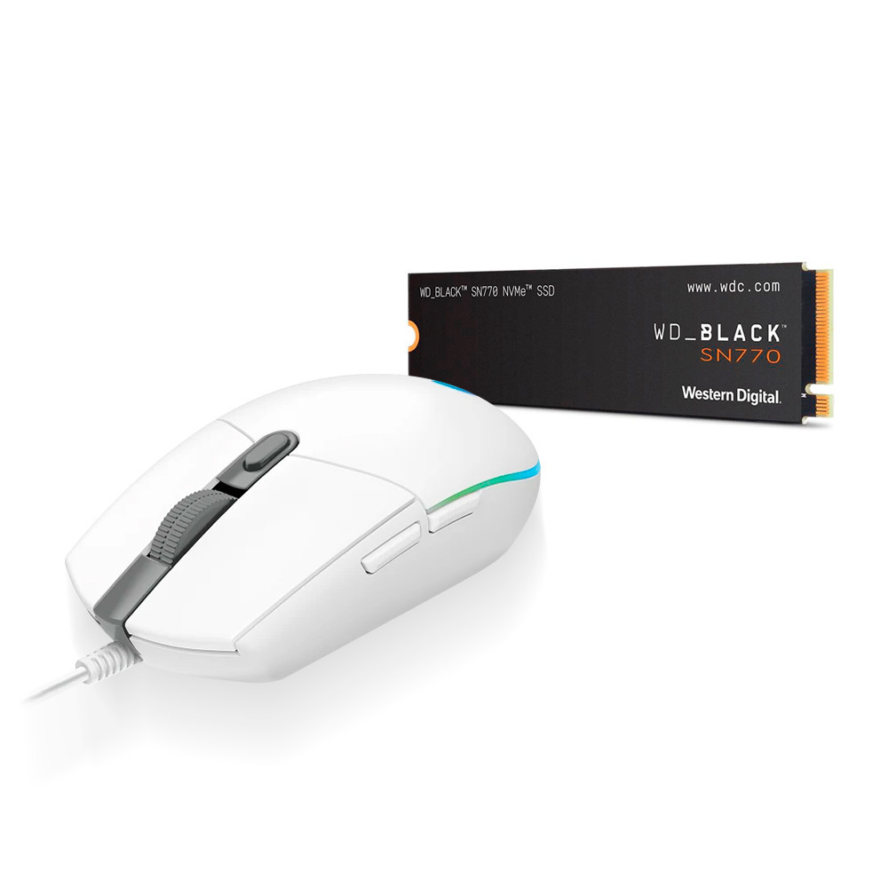 Kit Logitech Mouse G203 8000DPI SSD WD M2 2280 250GB | Shopee Brasil