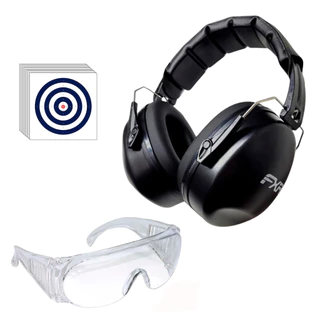 Kit Abafador Passivo De Som E Ruído 27db Fxr-456 + Óculos De Proteção E Alvos