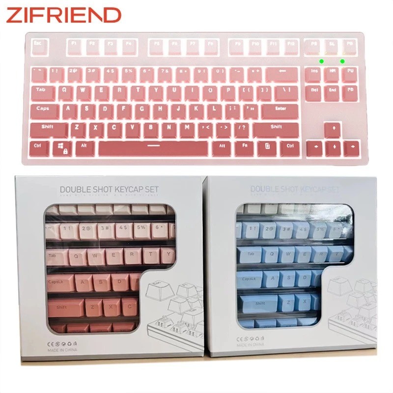 ZIFRIEND 132 Teclas Gradient Keycap PBT Pink Blue Para Teclado Mecânico