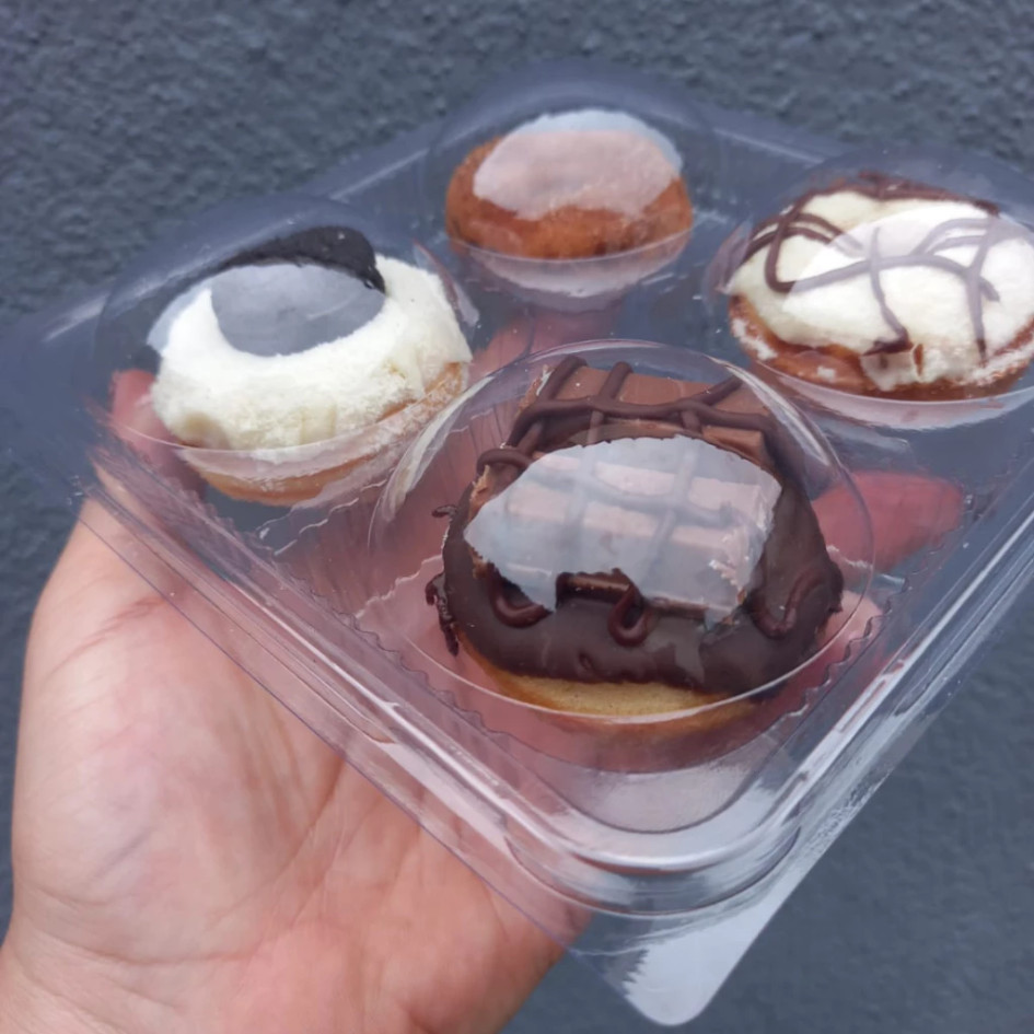 5 Embalagem Para Mini Donuts Sweet Cake Tampa Bolha Cristal 4 Cavidades ...