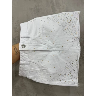 Saia Jeans Branca Com Strass