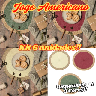 KIT 6 Jogo Americano Redondo Para Mesas Descanso De Mesa Jantar Flexível Rústico Decorativo em Oferta na Shopee