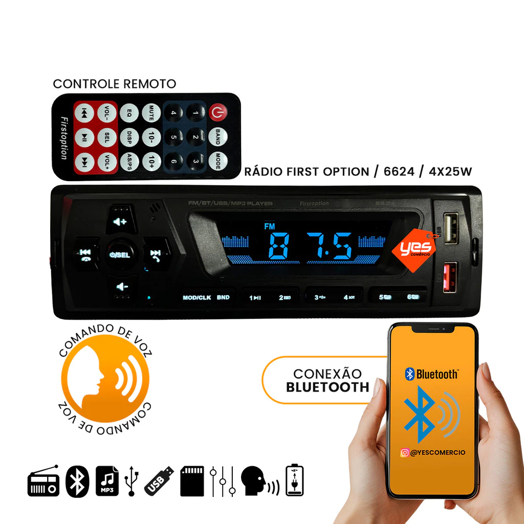 Rádio Automotivo de R$50 com Bluetooth USB, SD, Pen Drive 