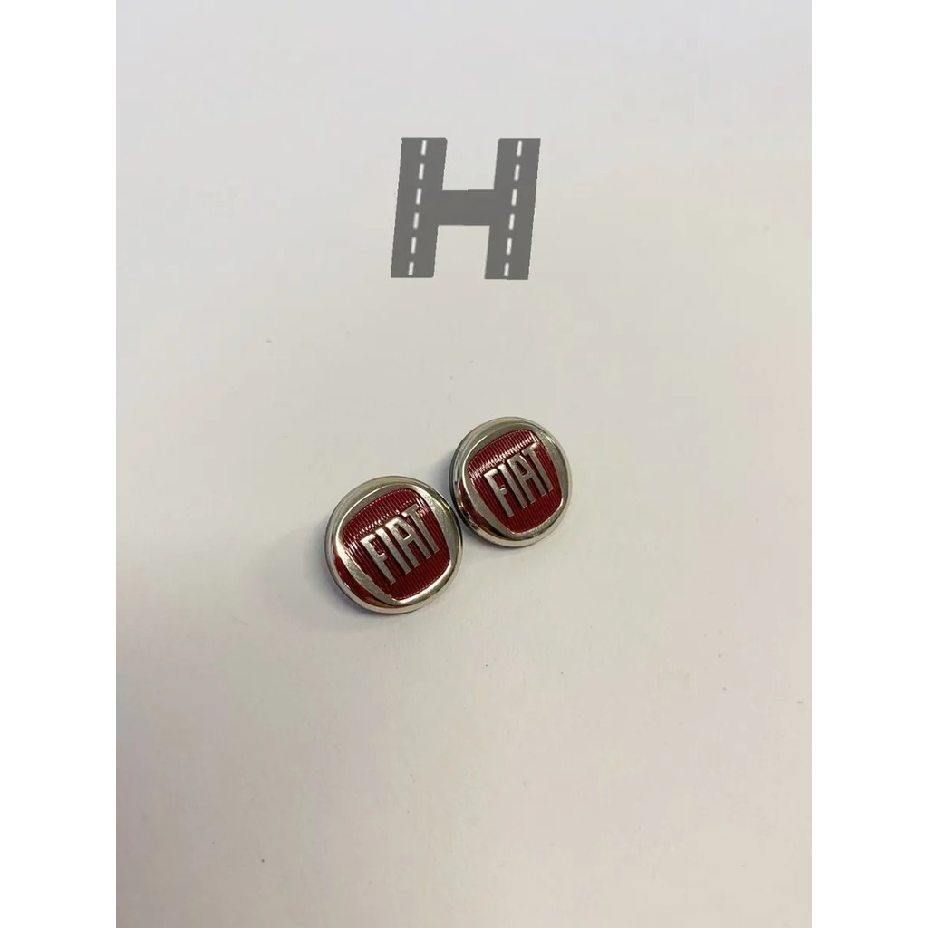 Par Emblema Alumínio Chave Fiat Vermelho Original 1,4cm