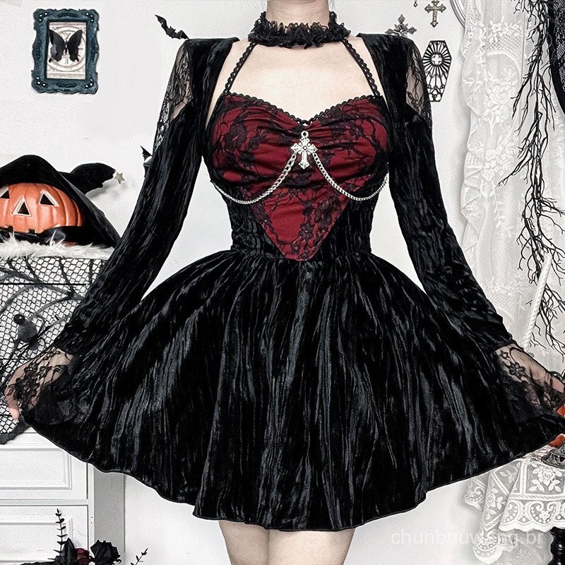 Vestido Manga Longa de Veludo Modern Luna - GOLDEN ERA