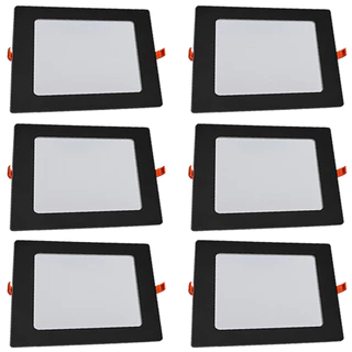 Kit 6 Painel Plafon Quadrado Embutir 18W Luz Branco Frio 6500K Bivolt 127v 220v Avant
