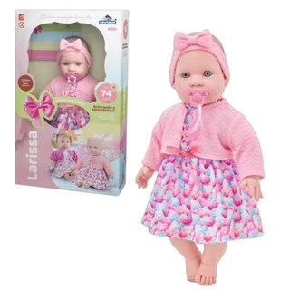 Boneca Bebê Larissa Fala 74 Frases Brinquedo Menina Chupeta