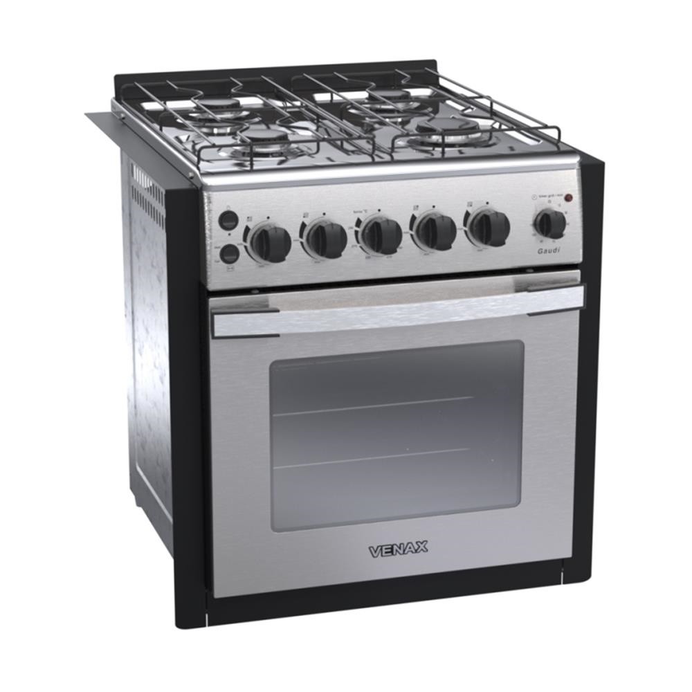 Fogao de embutir 4 Bocas Venax Gaudi Platinum GII Inox Gas Glp