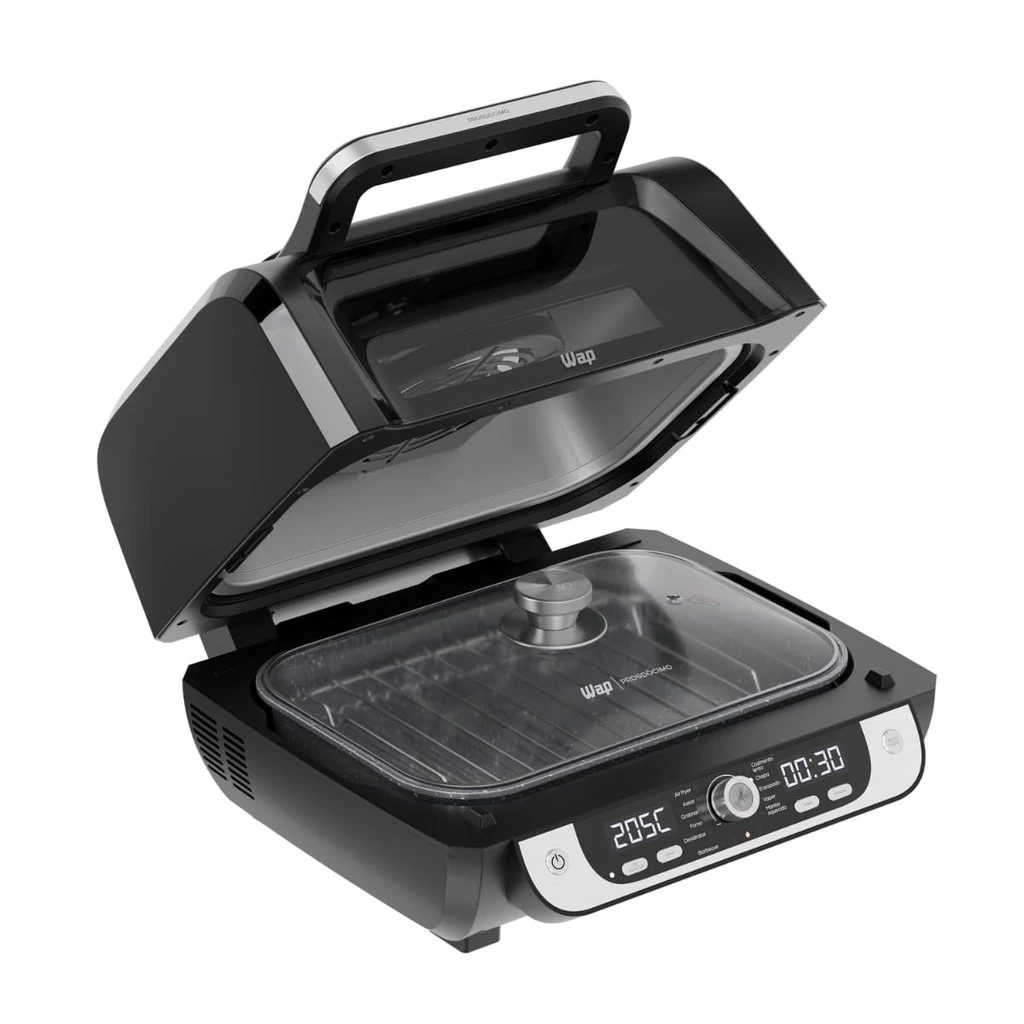 Fritadeira Elétrica sem Óleo Air Fryer 12 em 1 WAP 1800W Barbecue 10L digital Preta com Acessórios