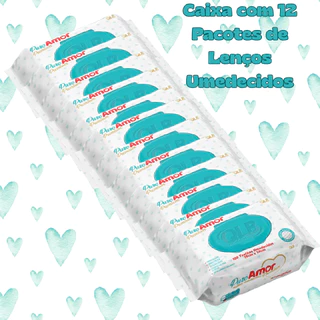 Caixa com 12 Pacotes de Toalhas Umedecidas Puro Amor Premium – Total 1200 Unidades em Oferta na Shopee