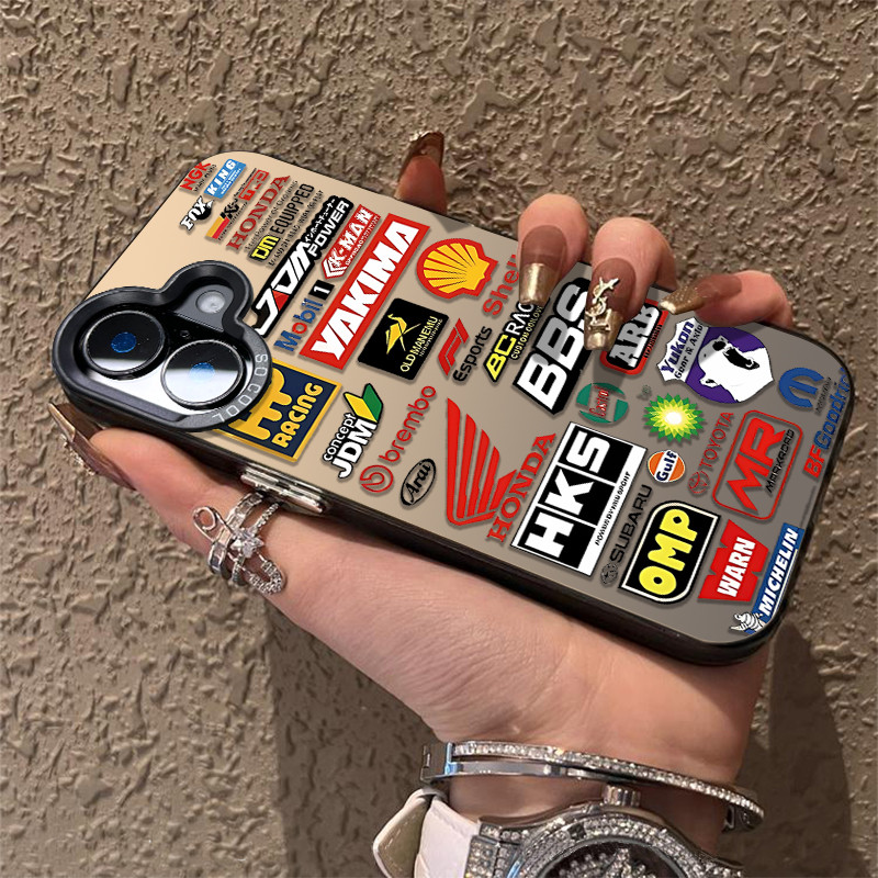 Capinha iPhone 16 15 14 13 12 11 Pro Max Car brand label soft silicone Compatível XS XR 7/8Plus 14/15/16PLUS