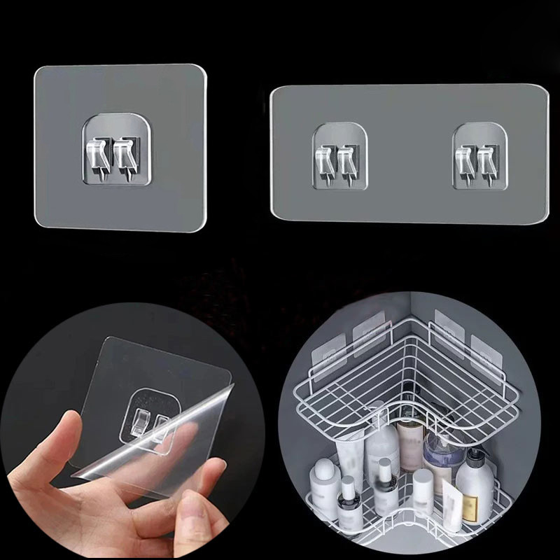 Imagem do produto 2 Pçs À Prova Dwaterproof Água Forte Adesivo Gancho Prateleira Adesivos Para Banheiro Cozinha Prateleiras De Parede Pega 1