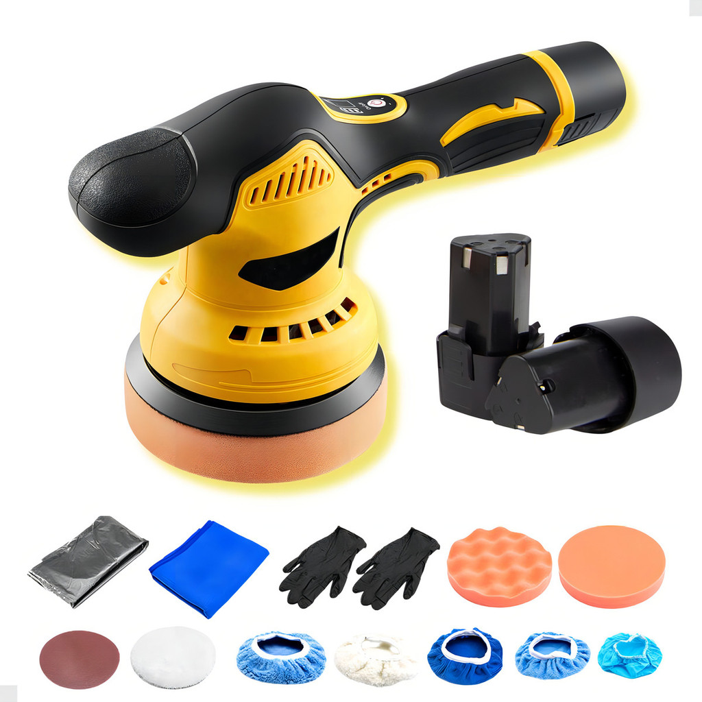 Politriz Automotiva Lixadeira Orbital Sem Fio 2 Baterias Cor Amarelo ...