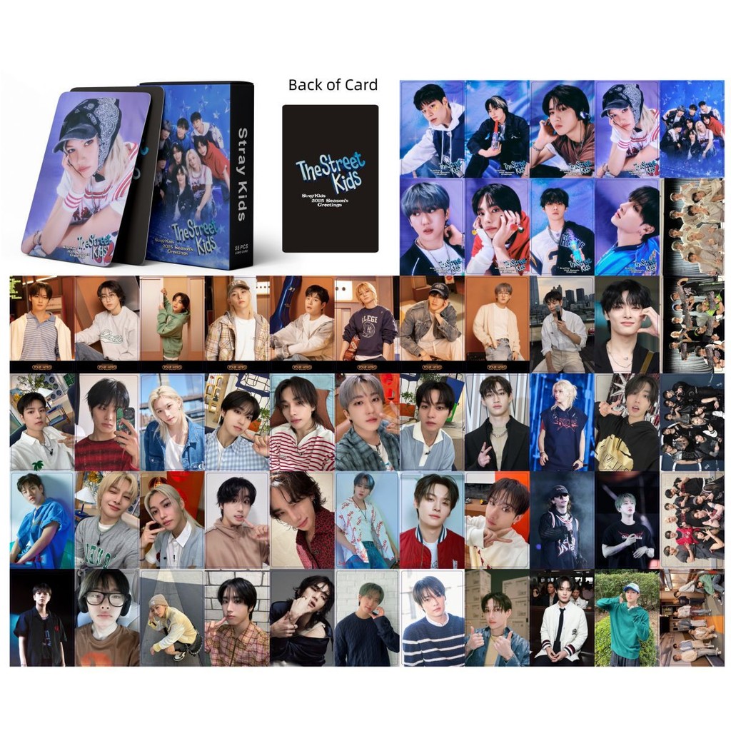 50-55pcs STRAY KIDS SKZ HOP Holográfico Laser Lomo Cartões 50-55pcs STRAY KIDS SKZ HOP Holográfico Laser Lomo Cartões
