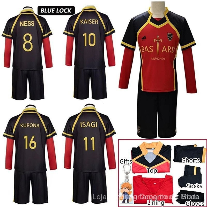 Blue Lock Anime Cosplay Costume Bastard Munchen Blank DIY Version Red Blue Football Soccer Team Training Uniform Gift