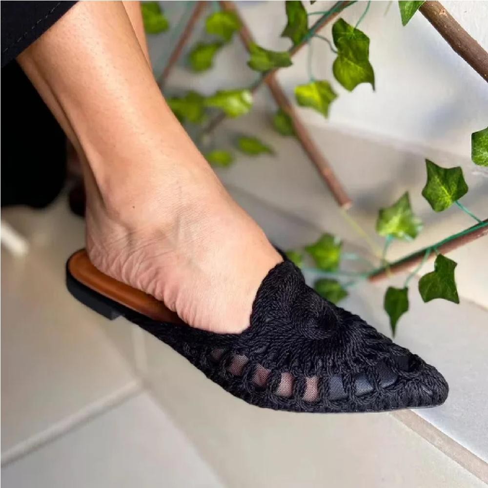 MULE FEMININO VALENTINA BORDADO BICO FINO Shopee Brasil