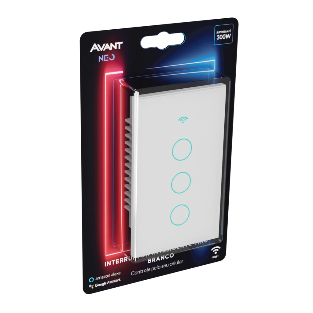 Interruptor Inteligente Touch WiFi 3 Botões Branco Avant Neo