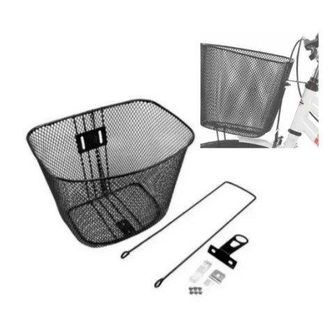 Cesta Cestinha Aramada Bicicleta Aro 24/26 Grande Preto Bike