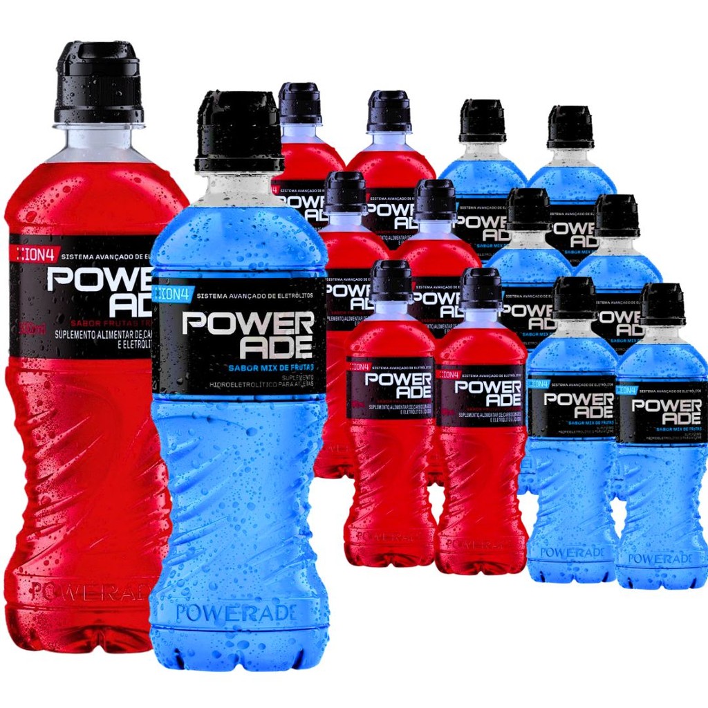 Kit Isotônico Powerade 6un Mix Frutas Azul + 6un Frutas Tropicais 500ml ...