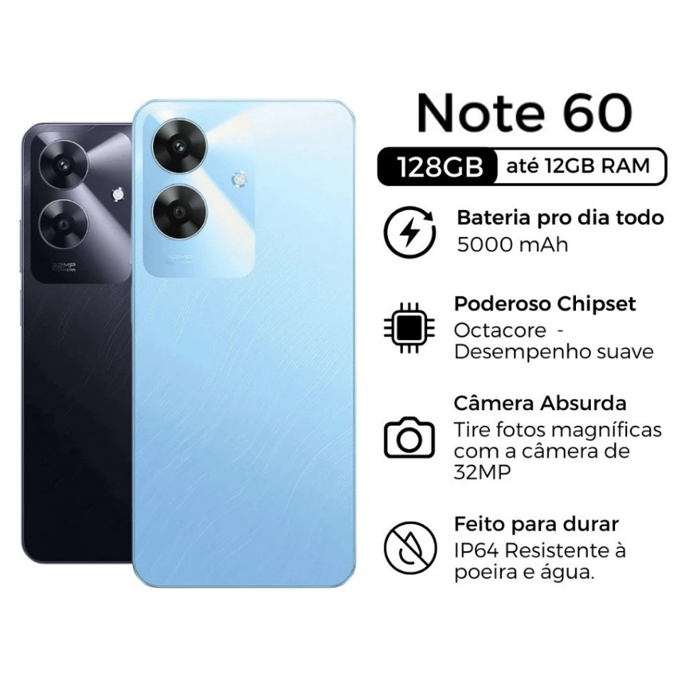 Smartphone Realme Note 60x 64GB 3GB RAM Dual SIM Tela 6.74