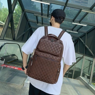 Mochila Masculina Estudante Tendência Casual Grande Capacidade Bolsa De Computador Ombro Viagem Mochilas De Couro Macio