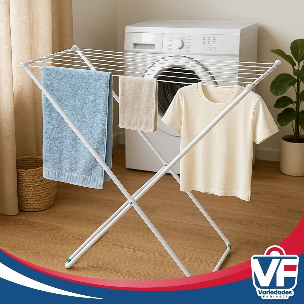 Varal de Chão Portátil Sem Abas Branco Suporta até 8kg Aço Dobrável ...