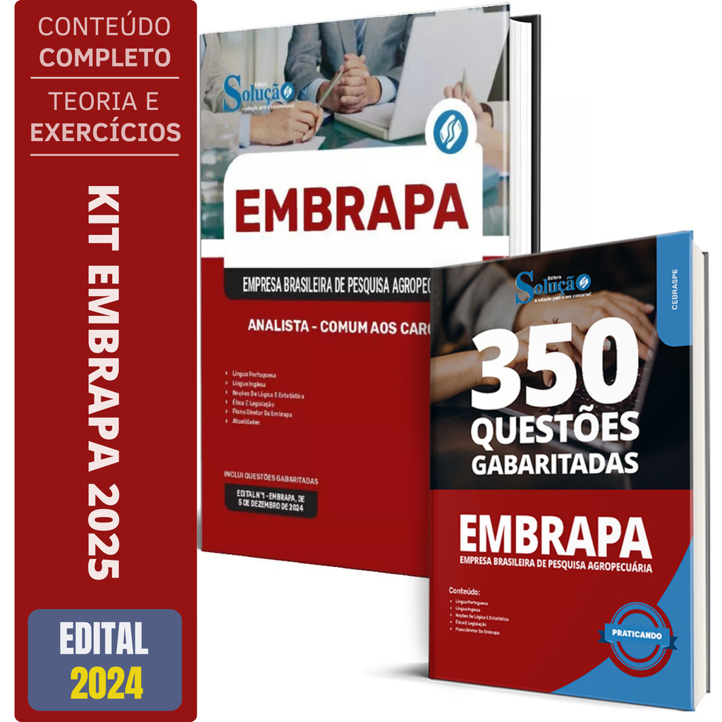 Kit Apostila Embrapa 2025 - Analista - Comum Aos Cargos + Testes ...