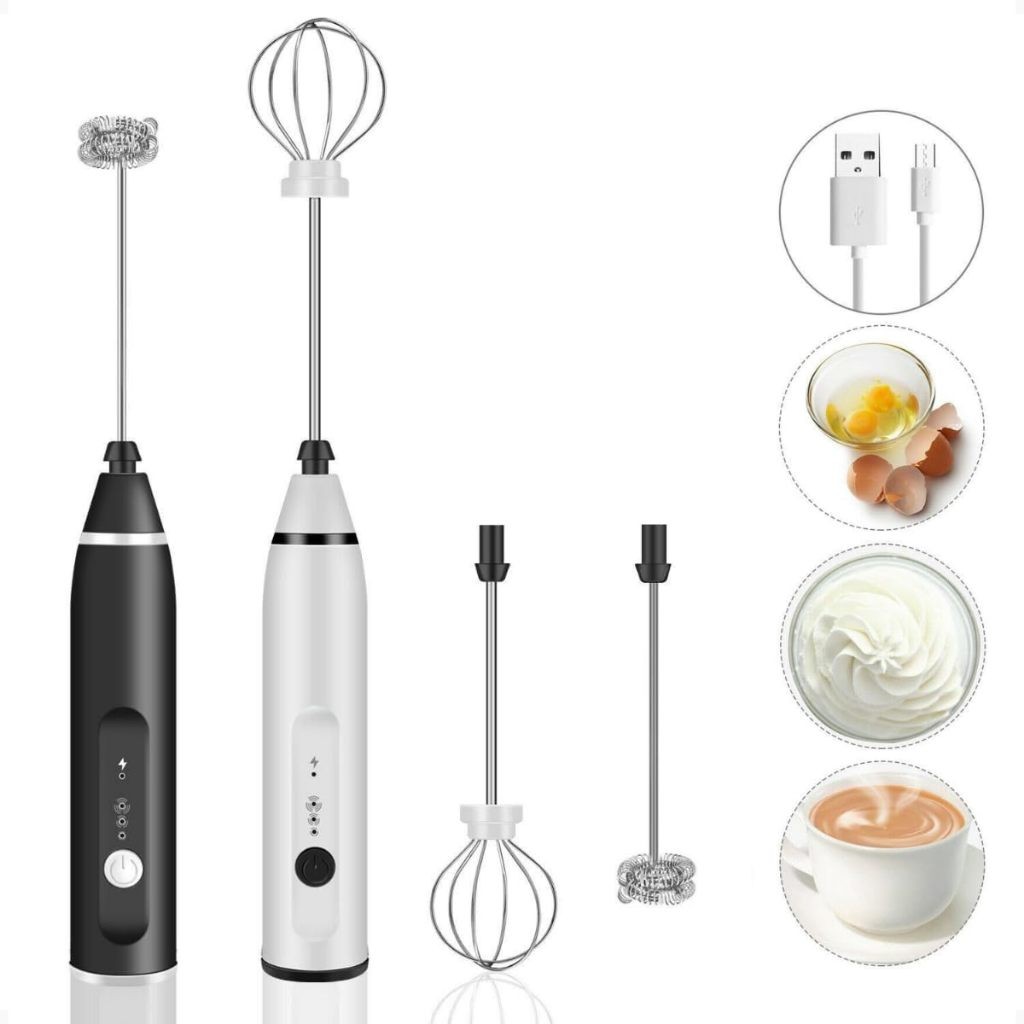 Mini Mixer Portatil Misturador Bebidas 2 em 1 Espumador Leit