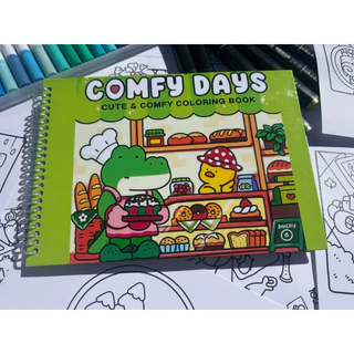 Livro de Colorir Comfy Days A5 Capa Dura Espiral Ilustrações Fofas Relaxante e Criativo em Oferta na Shopee