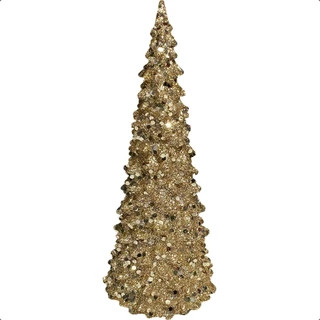 Árvore de Natal Pequena Iluminada com Led de Acrílico com Glitter e Lantejoulas
