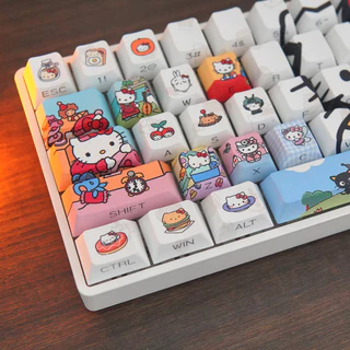 Hello kitty Shine-Through Cherry Profile Keycap PBT De Tiro Duplo